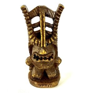 Sm Vintage Hawaii Tiki Bar God of Winning Figurine Brown Statue Hawaiian